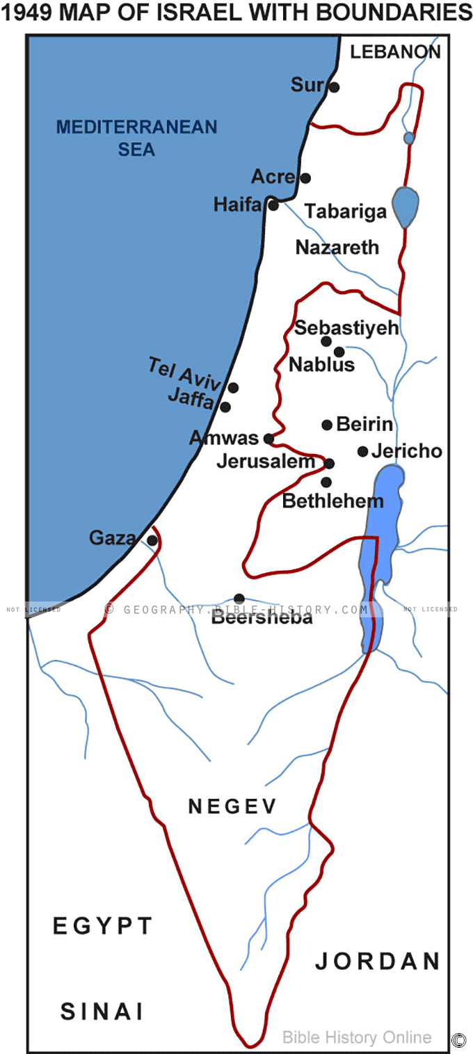 1949 Map of Israel With Boundaries: Tracing Israel's Early Borders ...